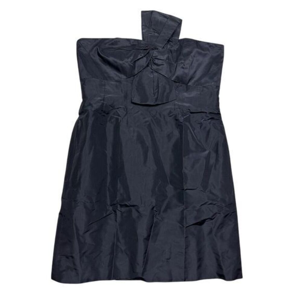 J. Crew Women's Size 14 Black Strapless Bow‎ Monde Knee Length Dress Silk